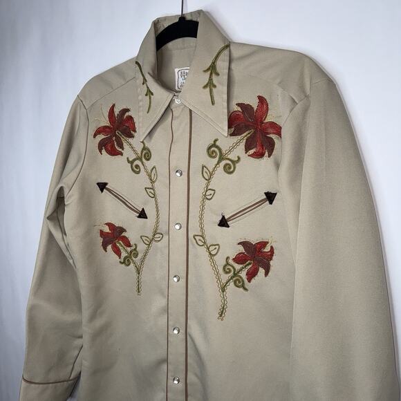 H Bar C California Ranchwear Pearl Snap Western Shirt RARE 1950-60’s Size 15 - Picture 2 of 5